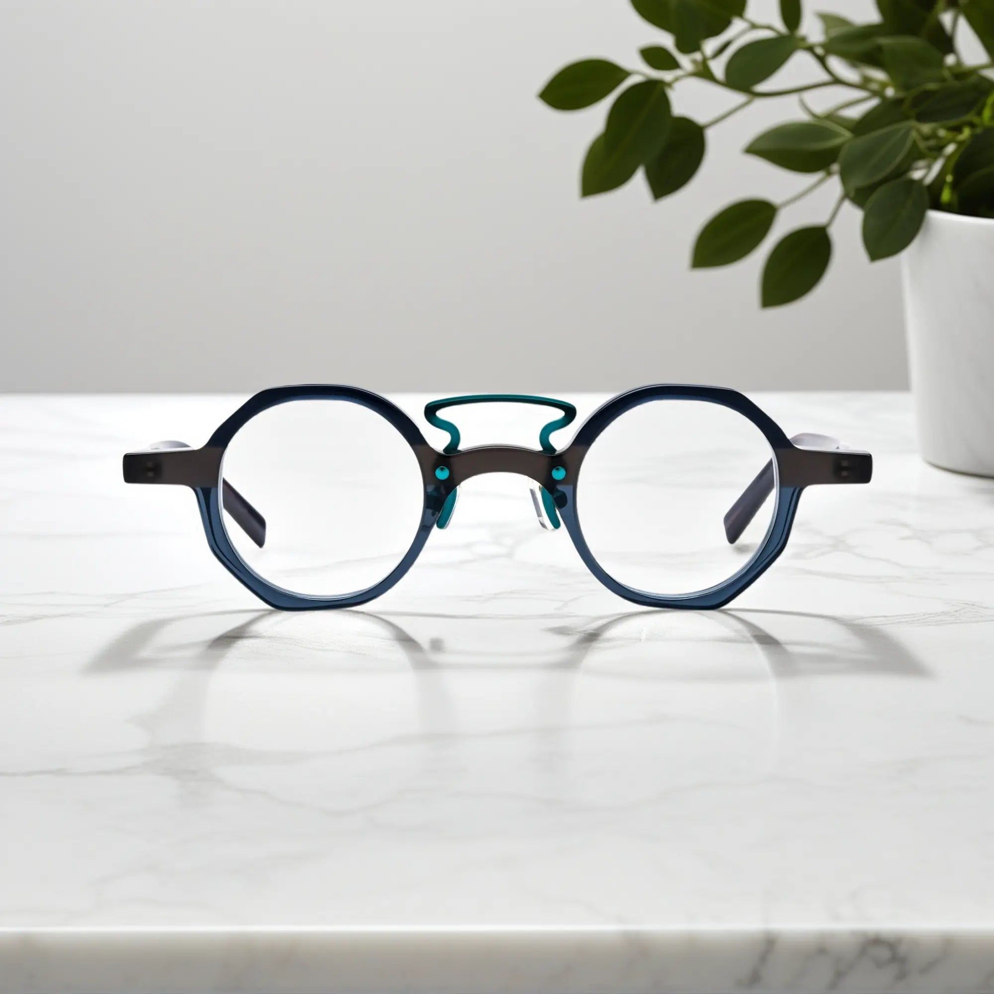 Front image of VoyueLens™ VL19244 Forest Grey Mist small face geometric eyeglasses in lightweight acetate